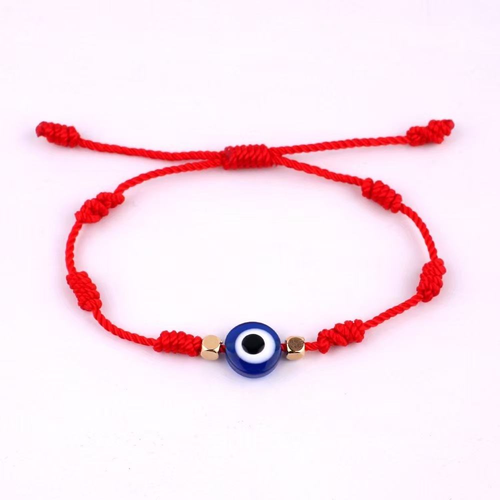 Turkish Blue Evil Eye Bracelet with Adjustable String, Gift for Her